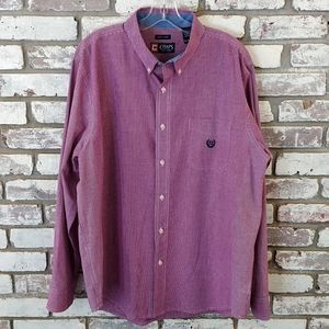 Chaps Red Gingham Checked Button Down